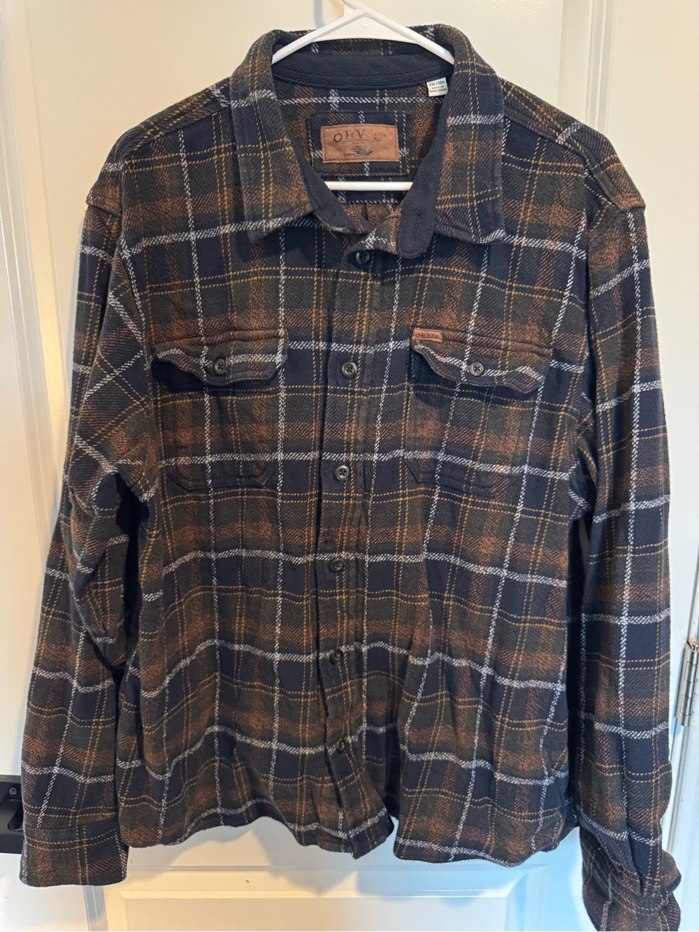 Orvis Brown and Navy Plaid Lightweight Shirt Jacket